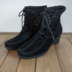Aerosoles Women’s Black Suede Wedge Heel Ankle Boots